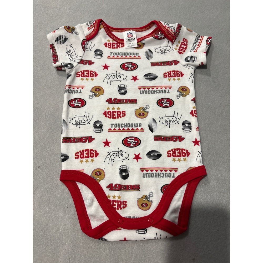 NFL Team Apparel San Francisco 49ers Baby Bodysuit 3-6M White Red Gold All Over